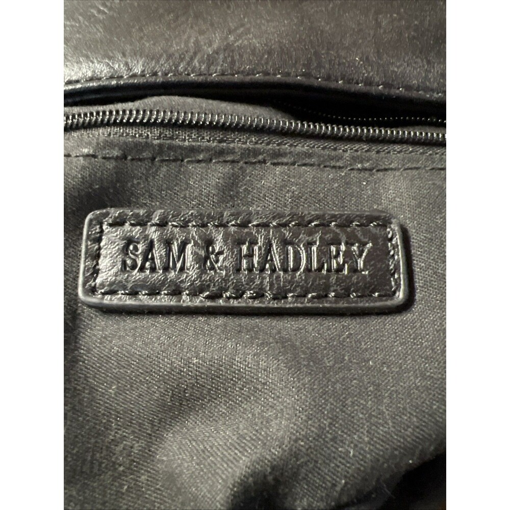 Sam & Hadley Black Leather Zippered Purse Shoulder Bag - Picture 9 of 11